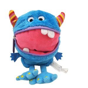 The Very Hungry Worry Monster 9" Plush Zipper Mouth Blue‎ Bag Glitter Tummy Toy